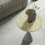 Design Manufacturer Supplier Oem Odm Newly Released Stone Concrete Terrazzo Round Coffee Side Table For Wholesale