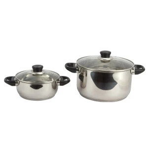 Double handle single casserole stainless steel with C shape Clear glass lid