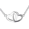 Double heart pendant necklace sterling silver jewelry
