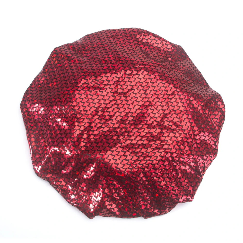 Double-layer Silky satin bonnet bling Sequins laser bonnet with custom logo luxury hair Fish scales bonnet