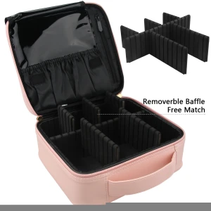 Dropshipping Relavel New Arrived Pink Portable Waterproof Train Brush Holder Organizer Adjustable Dividers Cosmetic Beauty Travel Makeup Case