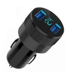 Dual 2 USB Car Charger Adapter 3.1A Digital LED Voltage/Current Display Auto Vehicle Metal Charger For Iphone Smart Phone/Tablet