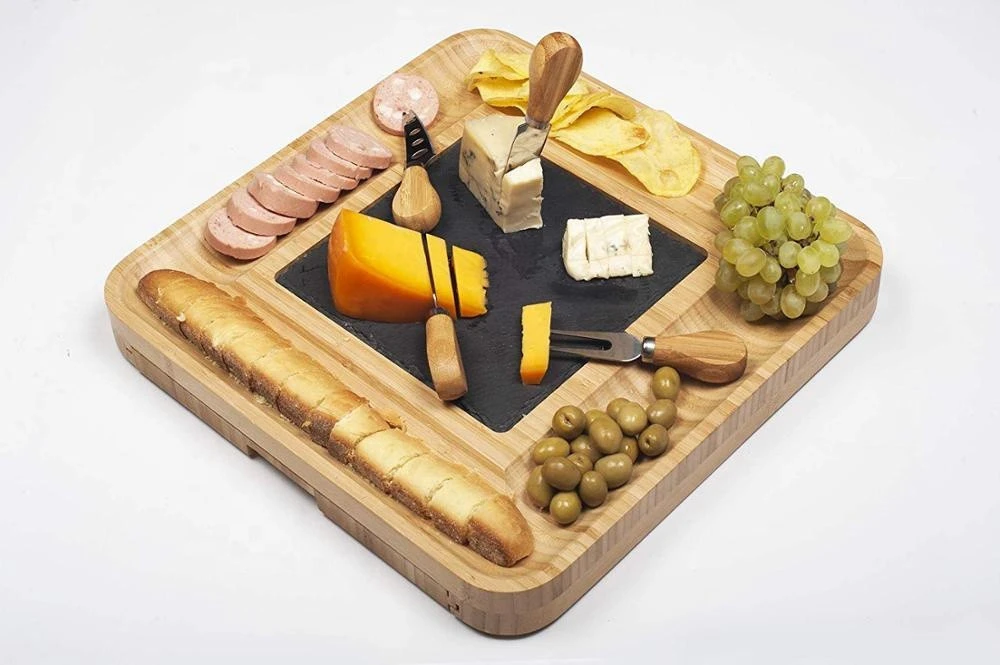 Durable Bamboo Cheese Cutting Board with Tools Set