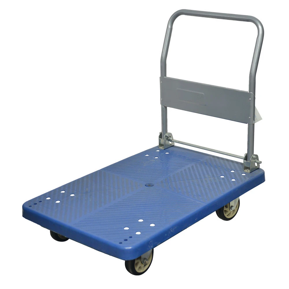 Durable Plastic Deck Service Flat Trolley Folding Warehouse Cart With Factory Price