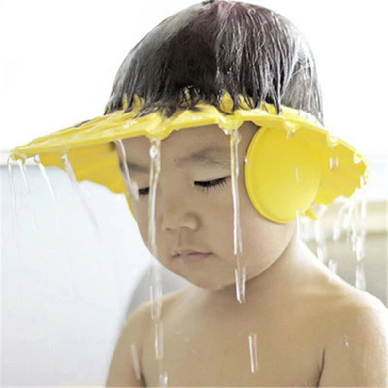 Ear protection adjustable waterproof safe bath shampoo shower cap for toddler baby