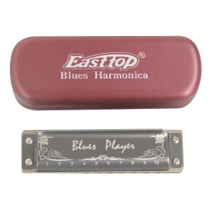 EASTTOP PR020AL musical instruments 10 holes blues harp aluminum comb harmonica OEM service with red case