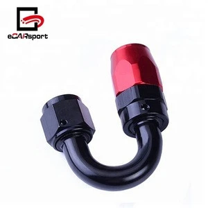 eCARsport Universal Black Red Anoized Aluminum AN10 180 Degree An Fitting