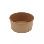 Eco Disposable Brown Kraft Paper Saladcup Fruit Bowl With Lid /food Packaging Rice Bowl