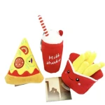 Eco-Friendly Fast Food Hamburg Soft Plush Dog Toy Durable Pet Squeak Toy