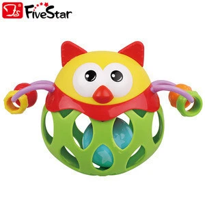 Eco-friendly Owl Hedgehog Soft Rubber Baby Rattles Toys Noise Maker For babies BSCI Five Star