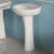 Import Economic Ceramic washbasin stand bathrooms round ceramic one piece pedestal basin from China