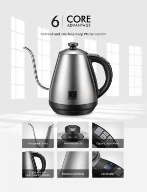 electric variable temperature portable stainless steel kettle