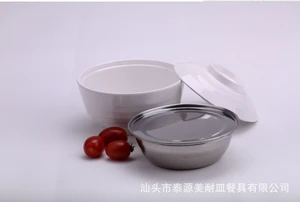 Elegant appearance unbreakable melamine white soup tureen with lid