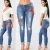 Import Embroidery Skinny Ripped High Waist Womens Denim Stretch Pants Biker Jeans Women from China