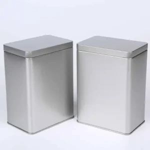 Empty Tea Coffee Supplements Box Square Silvery Food Grade Meta Luxury Blend Container Tin Can Packaging Manufacturers