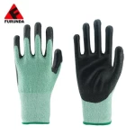 EN388:2016 Anti-Cut Level 5 HPPE Liner grass green PU Coated Safety Work hand protective Gloves For Gardening Household