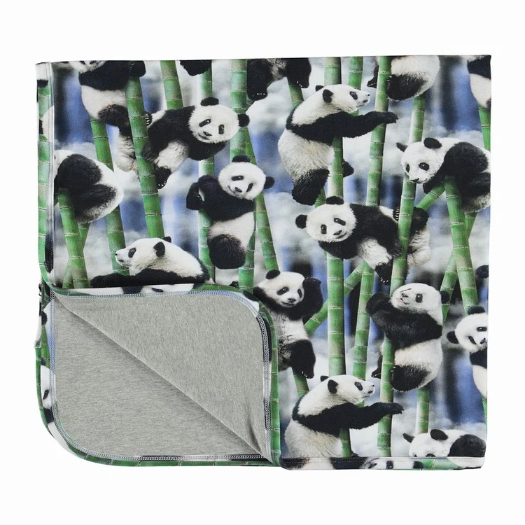 Europe style portable coral fleece fabric panda print cotton baby cotton blanket