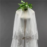 European 3M Two - layer Lace Edge Wedding Accessories Soft Wedding Bridal Long Veils