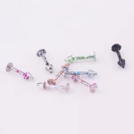 European Hot Sale Body Piercing Jewelry Stainless Steel Taper Lip Nail Womens Trendy No Piercing 8 Colors Paint Taper Lip Ring