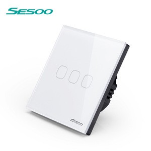 EU/UK Standard SESOO home automation 3 Gang smart wireless Wall LED Light Remote Control Touch Switch