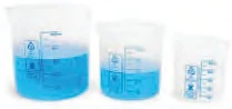 Excellent chemical resistance Polypropylene clear Griffin Squat form with spout blue printed graduations 250ml Beaker