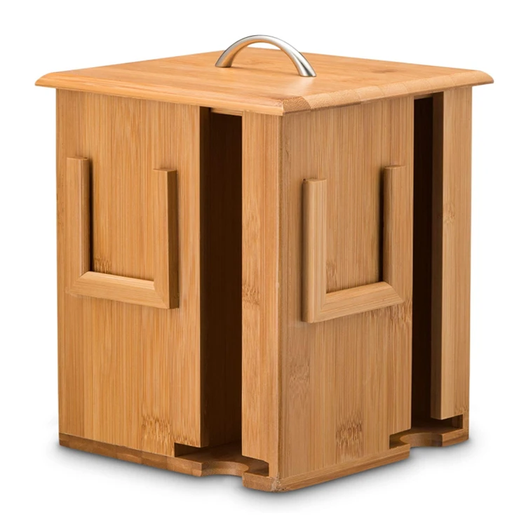 Extravagant christmas gift rotating holder organizer bamboo tea box wooden
