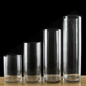 Factory Direct Transparent Cylinder Shape Wedding Glass Vases Wholesale