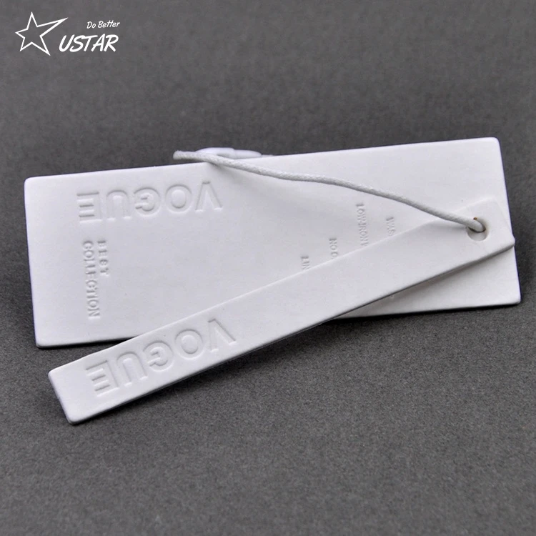Factory Direct White Card Paper Cardboard Customized Emboss Logo Hang Tags Clothing Brand Tags