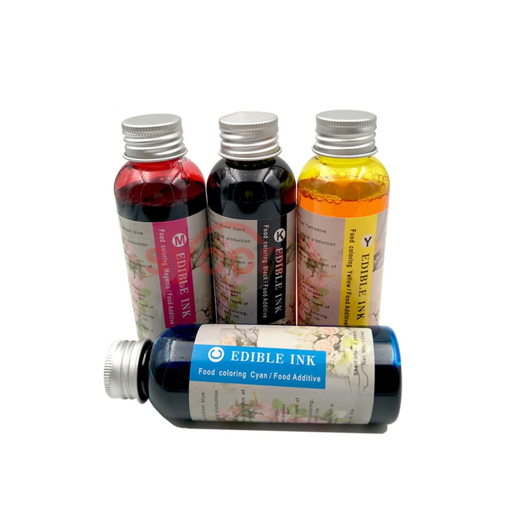 Factory Price 100ML Edible Ink For Canon  for Hp 4 Color Desktop Inkjet Printer For coffee Cake Food Chocolate