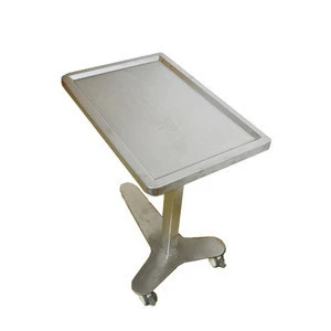 Factory price 304 stainless steel mayo instrument table adjustable hospital over bed table