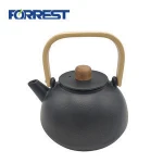Factory price Chinese teapot cast iron enamel coated metal kettle with bamboo handle