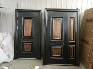 Factory price design steel single metal entry iron safety doors