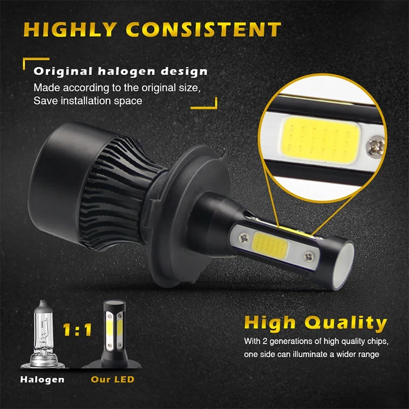 Factory price nighteye led headlight Auto Lighting System h4 led headlight 4 sided led headlight bulb