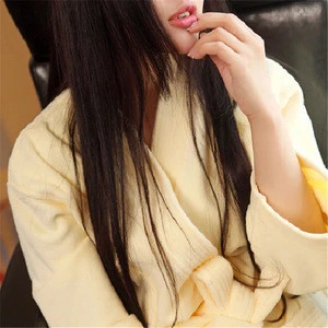 Factory supply knitted shawl sleeveless embroidery yellow men linen bath towel robe with collar