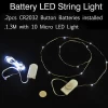 Fairy String Lights 1M 10LEDs/2M 20LEDs/3M 30LEDs CR2032 Battery Operated Micro Mini LED Starry Lights String for Wedding