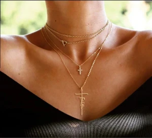 Faith Cross ins Light Luxury Alloy Pendant Womens Clavicle Chain with Short Sweet Necklace Clavicle Chain Ornament