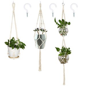 Fashion Vintage Macrame Plant Hanger  Hanging Basket Jute Rope New Cotton And Linen Hanging Flowerpot Net For Indoor Outdoor