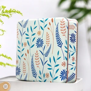 Flower Printing Pill Case Tin Box For Candy Tea Box Jewelry Organizer Card Case Small Things Storage Tin Case