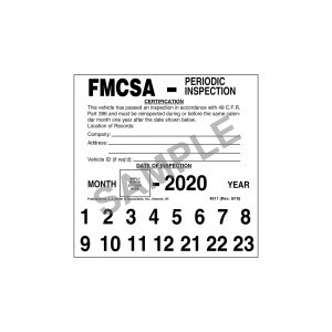 FMCSA Periodic Inspection Label 10-pk. - 5&quot; x 5&quot;, Permanent Self Adhesive Vinyl - Meet DOT AVIR 49 CFR Part 396 Requirements