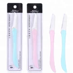 Foldable Plastic Handle Eyebrow Shaver Trimmer and Eye Bow Shaper Razor Stainless Steel Shaving Blade Razor
