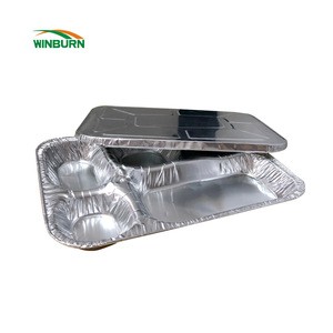 Food grade disposable aluminium foil container/ carryout lunch box/tray with Cardboard Lid