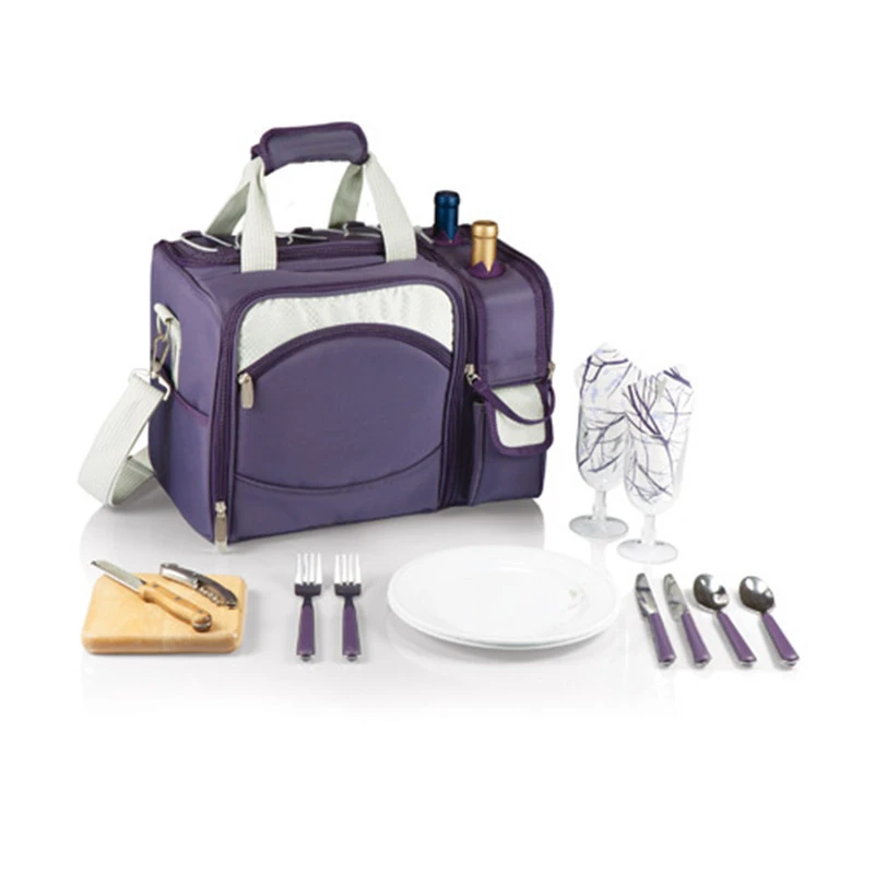 Food Picnic Bag Backpack Insulated Picnic Basket with Detachable Bottle Fleece Blanket, Plates and Cutlery Set