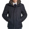 Fur Lined Detachable Hood Men Russian Winter Coat