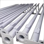 Galvanized solar street lighting steel pole with single or double arms