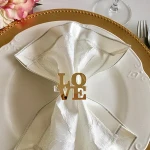 Gold Acrylic Napkin Ring Holders Love Plexiglass Napkin Rings Wedding Decoration
