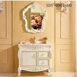 gold classic cabinet design solid wood bathroom cabinet bathroom mirror cabinet