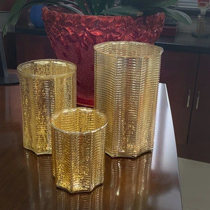 gold  glass candle holder luxury candle jars centre de table mariage unique candle jars