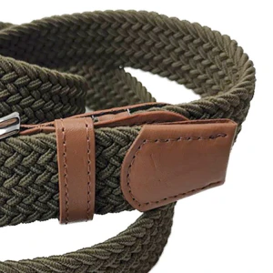 Green Longer Elastic Belts For Men Woven Braided Fabric Comfort Stretch Casual Belts Wide Hot Metal Stretch Canvas Belt 2020