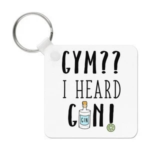 Gym I Heard Gin Keyring Key Chain Gin and Tonic Custom Logo Word Funny KD953