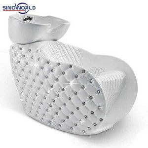 Hair salon equipment shampoo bed wash reclining shampoo chair with ceramic bowl sink
